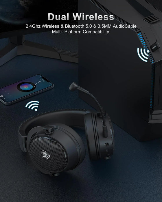 NUBWO® Serie G - Cuffie da gioco wireless con tecnologia 2.4GHz e Bluetooth 5.3, microfono con cancellazione del rumore e audio stereo - Compatibile con PS5 / PS4 / PC / Computer / Telefono / XBOX / Switch